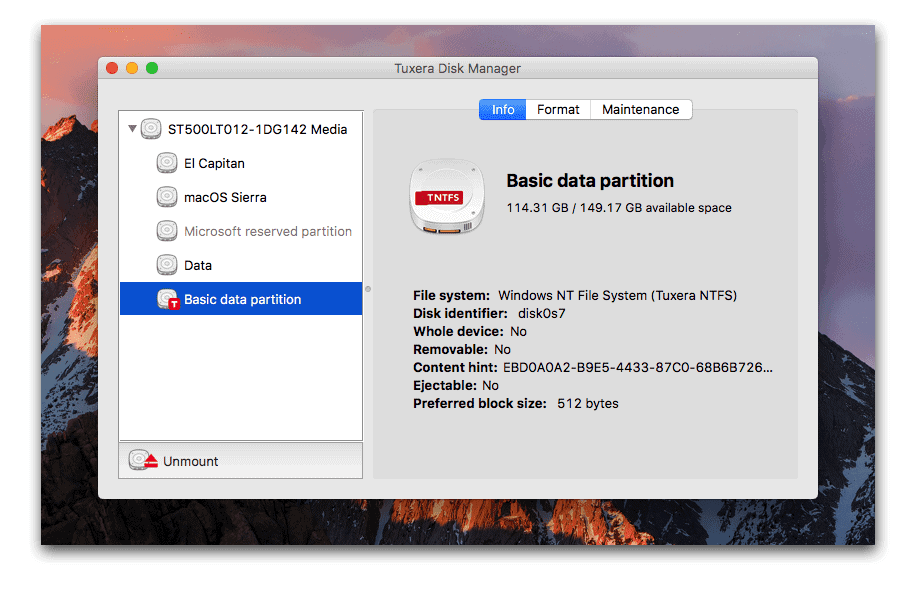 Tuxera NTFS on macOS Sierra