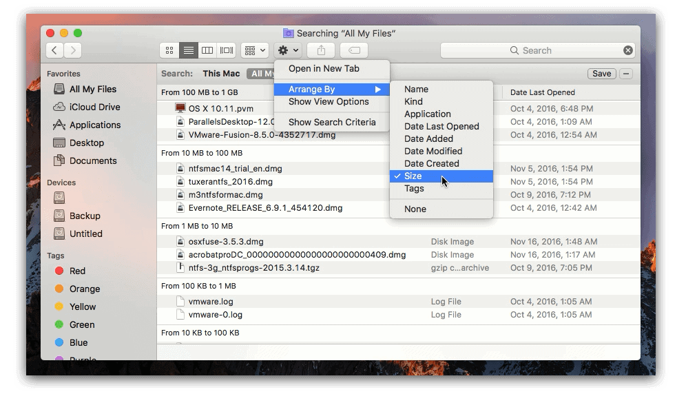 Finder on macOS Sierra