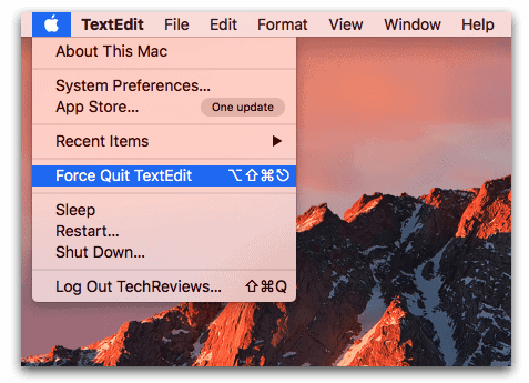 Force Quit from the menu Bar