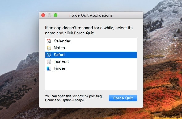 mac shortcut to force quit an application