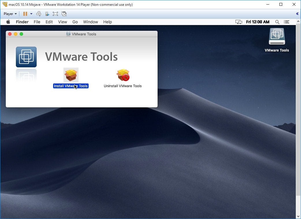 after update vmware tools, dispay select only hidpi only for mac os vm