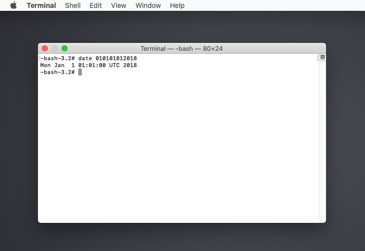 mac terminal commands time set