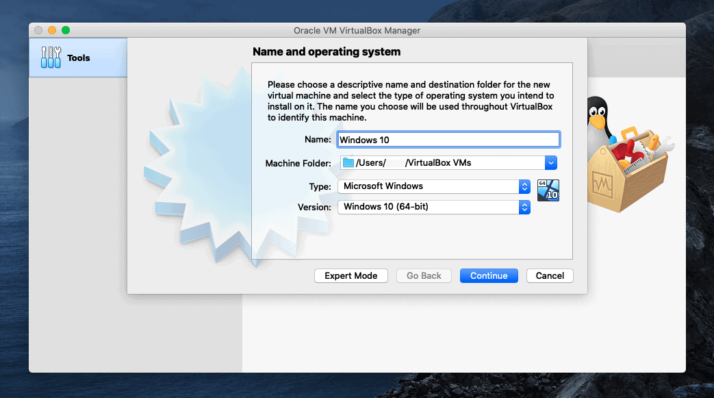 how to install windows 10 on a mac using virtualbox