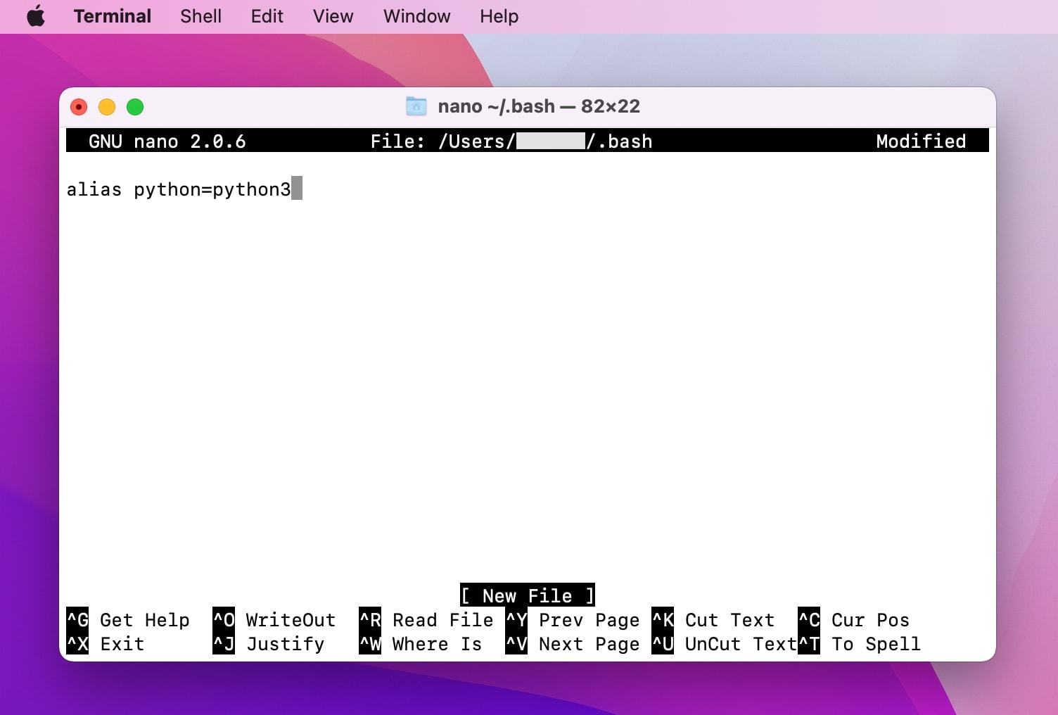 mac terminal edit file in python